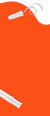 Orange section background with a wavy cutoff. There are two tampons on the top and bottom of the image.
